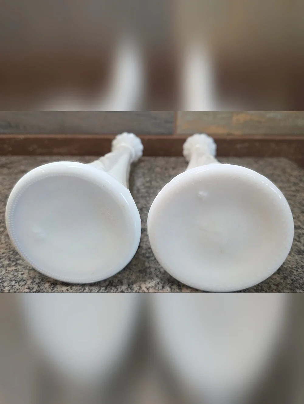White Milk Glass Stars & Bars Flower Bud Vase 9